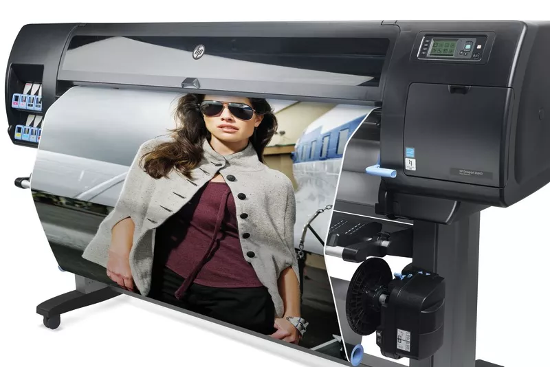 HP Designjet Z6800 Photo Printer printing a full width colour poster